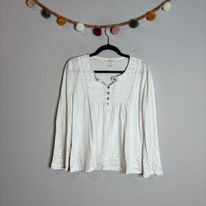 Sundance white embroidered henley top
